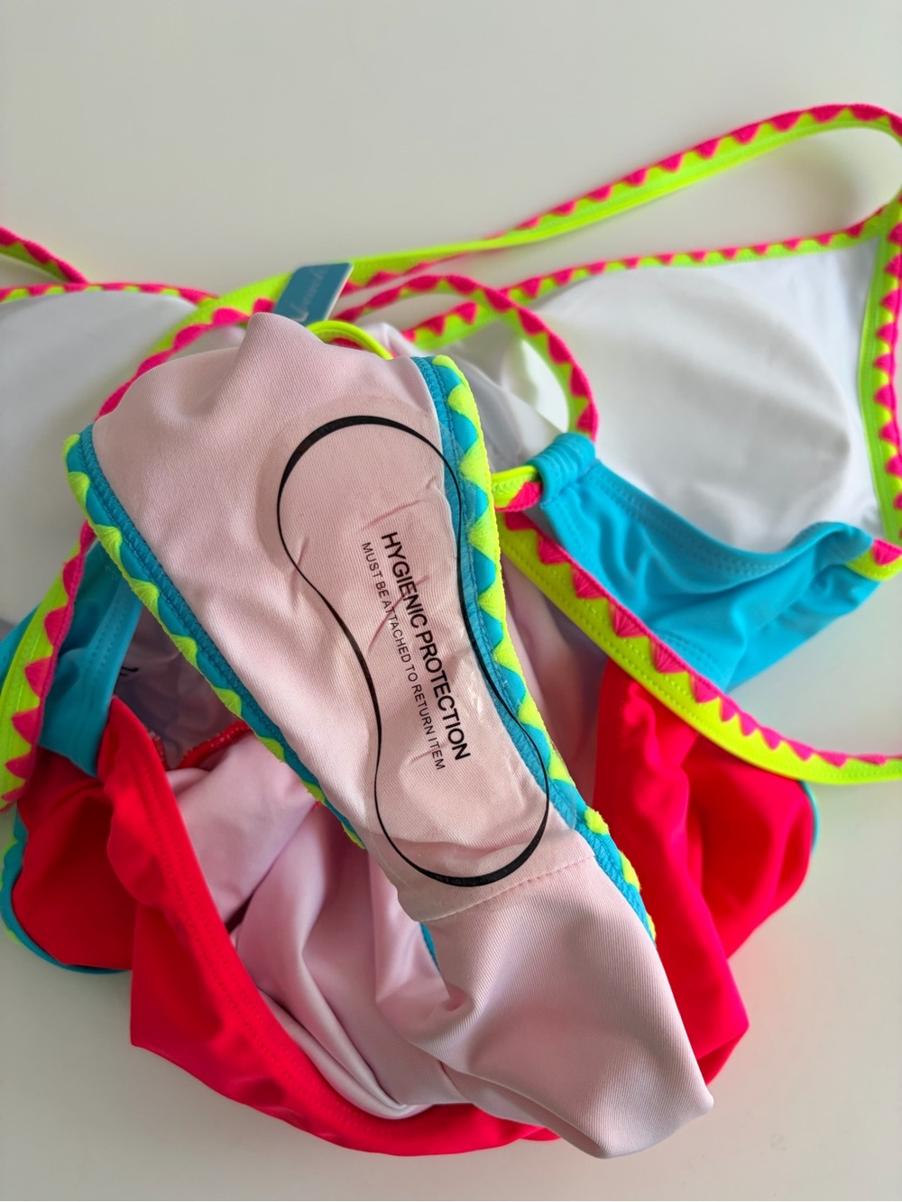NWT Vibrant Colorblock One-Piece Swimsuit - Pink/Blue/Yellow - Picture 4 of 6